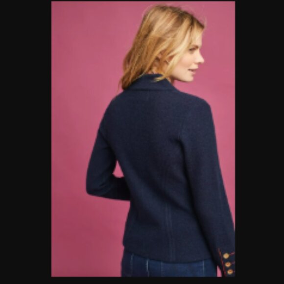 Rosie Neira Navy Blue Buttoned Military Jacket with Gold buttons & orange stitch - Picture 3 of 6